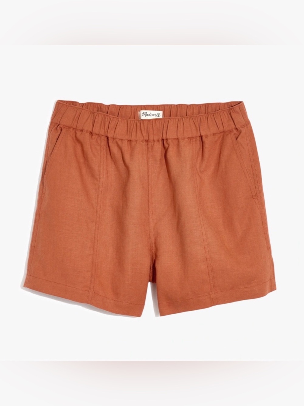 Madewell Linen-Blend Easy Pull-On Shorts Afterglow Red
